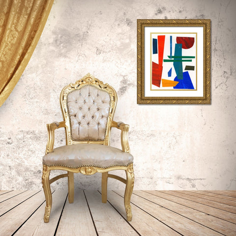 Colorful Shapes IV Gold Ornate Wood Framed Art Print with Double Matting by Moore, Regina