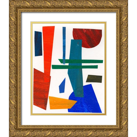 Colorful Shapes IV Gold Ornate Wood Framed Art Print with Double Matting by Moore, Regina