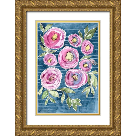 Floral Radiance I Gold Ornate Wood Framed Art Print with Double Matting by Moore, Regina