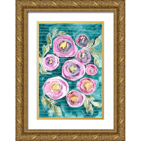 Floral Radiance II Gold Ornate Wood Framed Art Print with Double Matting by Moore, Regina