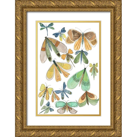 Wings Galore II Gold Ornate Wood Framed Art Print with Double Matting by Moore, Regina