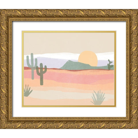 Cactus Plateau I Gold Ornate Wood Framed Art Print with Double Matting by Vess, June Erica
