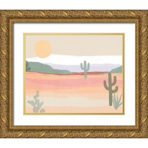 Cactus Plateau II Gold Ornate Wood Framed Art Print with Double Matting by Vess, June Erica