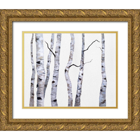 Birch Trees I Gold Ornate Wood Framed Art Print with Double Matting by Finch, Sheila