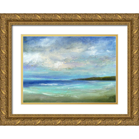 Island Inlet Gold Ornate Wood Framed Art Print with Double Matting by Finch, Sheila