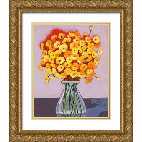 Daisy Bouquet II Gold Ornate Wood Framed Art Print with Double Matting by Popp, Grace