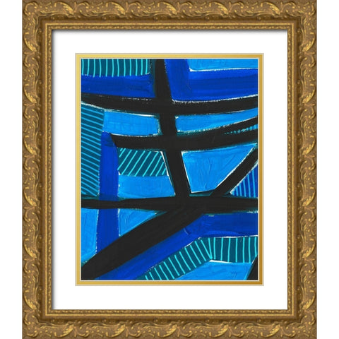 Involved Blues I Gold Ornate Wood Framed Art Print with Double Matting by Moore, Regina