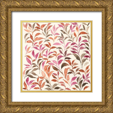 Autumn Fronds I Gold Ornate Wood Framed Art Print with Double Matting by Moore, Regina