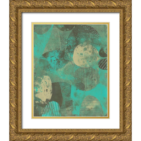 Minty Green Orbs I Gold Ornate Wood Framed Art Print with Double Matting by Moore, Regina