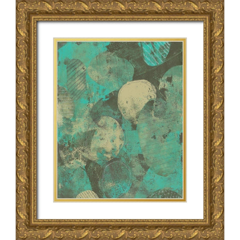 Minty Green Orbs II Gold Ornate Wood Framed Art Print with Double Matting by Moore, Regina