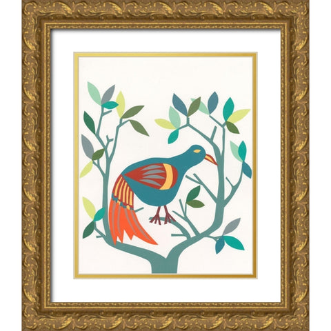 Whitty Bird II Gold Ornate Wood Framed Art Print with Double Matting by Moore, Regina