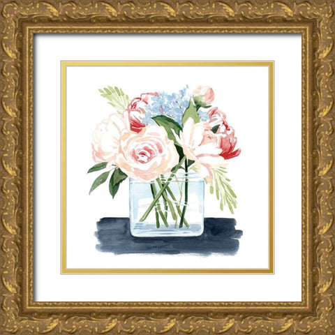 Loose Watercolor Bouquet I Gold Ornate Wood Framed Art Print with Double Matting by Popp, Grace