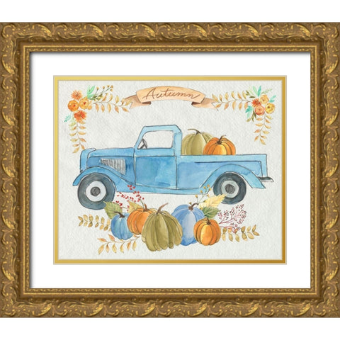 Happy Autumn I Gold Ornate Wood Framed Art Print with Double Matting by Moore, Regina