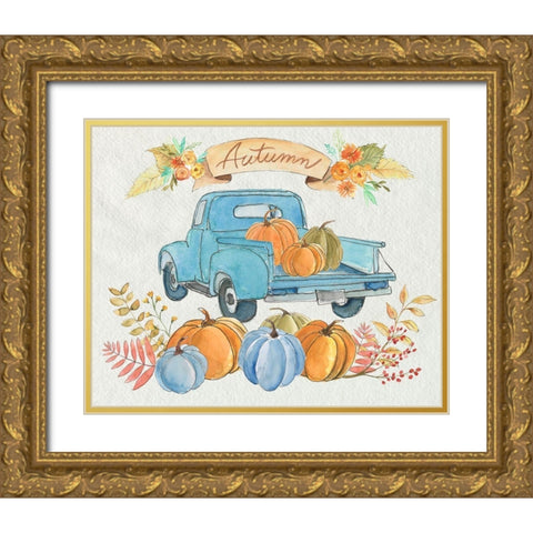 Happy Autumn II Gold Ornate Wood Framed Art Print with Double Matting by Moore, Regina