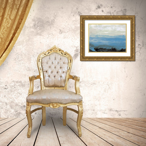 Bridges Cyan III Gold Ornate Wood Framed Art Print with Double Matting by Gordon, Sharon