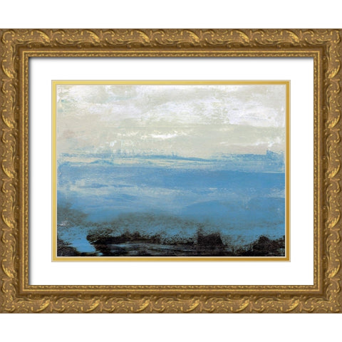 Bridges Cyan III Gold Ornate Wood Framed Art Print with Double Matting by Gordon, Sharon