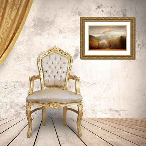 Photography Study Autumn Mist Gold Ornate Wood Framed Art Print with Double Matting by PHBurchett