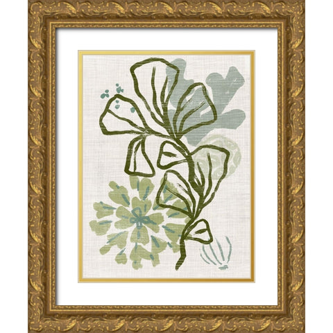 Coral Blockprint III Gold Ornate Wood Framed Art Print with Double Matting by Vess, June Erica