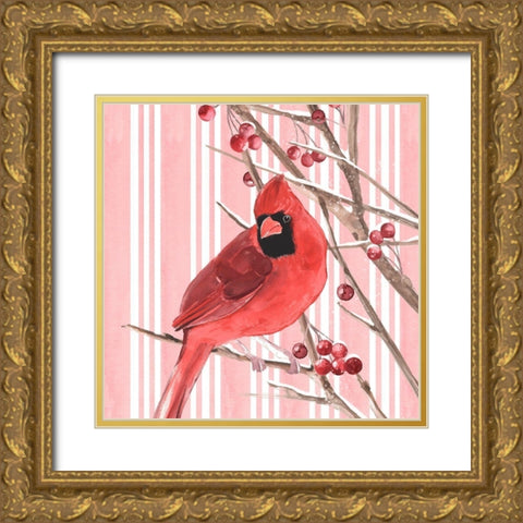 Winter Cardinal I Gold Ornate Wood Framed Art Print with Double Matting by Warren, Annie