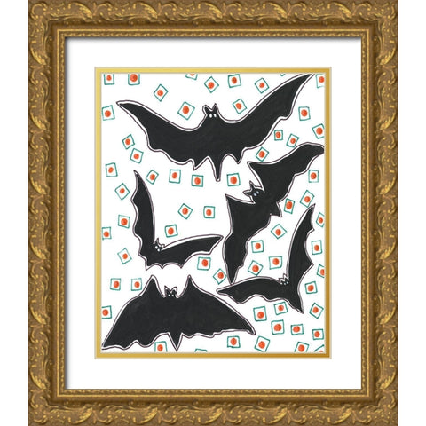 Halloween Fun II Gold Ornate Wood Framed Art Print with Double Matting by Moore, Regina