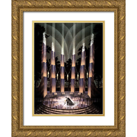 Nocturne Gold Ornate Wood Framed Art Print with Double Matting by Hoppe, Robert