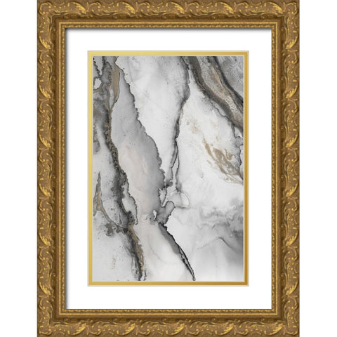 Abstract Ink Fantasy I Gold Ornate Wood Framed Art Print with Double Matting by Haase, Andrea