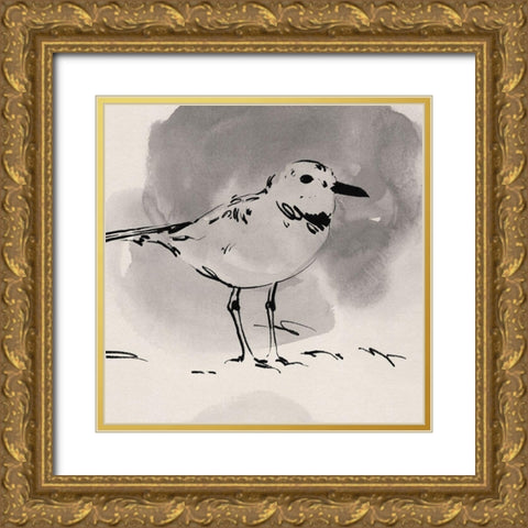 Inky Plover III Gold Ornate Wood Framed Art Print with Double Matting by Green, Jacob