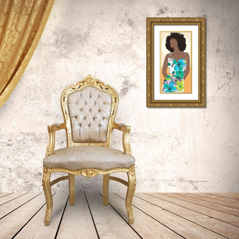 You Go Woman I Gold Ornate Wood Framed Art Print with Double Matting by Saunders, Alonzo