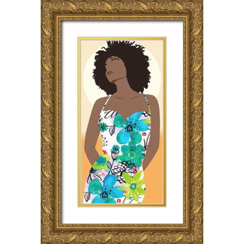 You Go Woman I Gold Ornate Wood Framed Art Print with Double Matting by Saunders, Alonzo