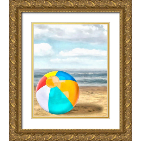 Beach Ball I Gold Ornate Wood Framed Art Print with Double Matting by Saunders, Alonzo