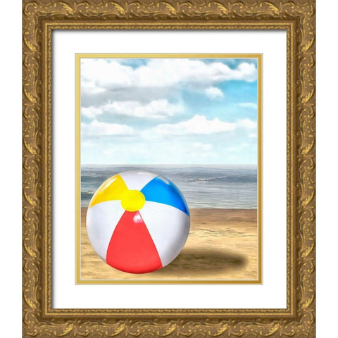 Beach Ball II Gold Ornate Wood Framed Art Print with Double Matting by Saunders, Alonzo