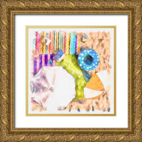 Birds Eye Beach I Gold Ornate Wood Framed Art Print with Double Matting by Saunders, Alonzo