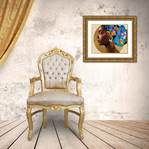 Golden Lady II Gold Ornate Wood Framed Art Print with Double Matting by Saunders, Alonzo