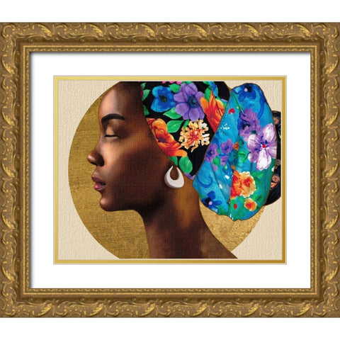 Golden Lady II Gold Ornate Wood Framed Art Print with Double Matting by Saunders, Alonzo