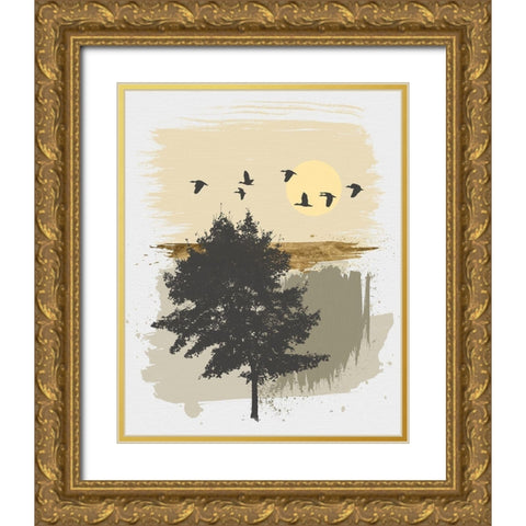 Returning Home Gold Ornate Wood Framed Art Print with Double Matting by Saunders, Alonzo
