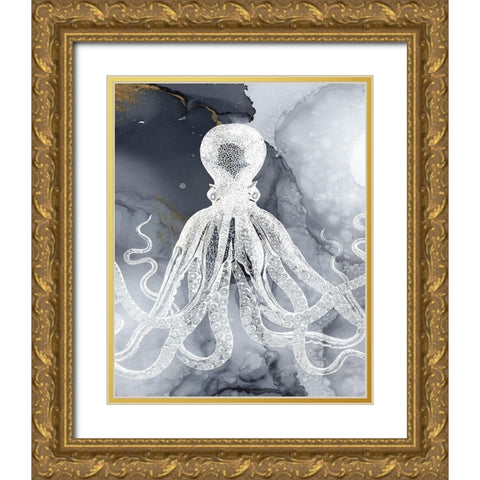 Octopus Ink I Gold Ornate Wood Framed Art Print with Double Matting by Zalewski, Christine