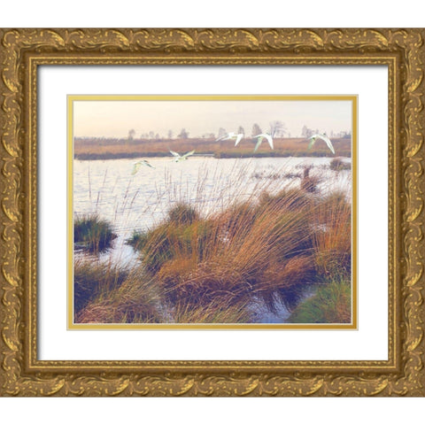 Marshland Hues I Gold Ornate Wood Framed Art Print with Double Matting by Hunziker, Steve