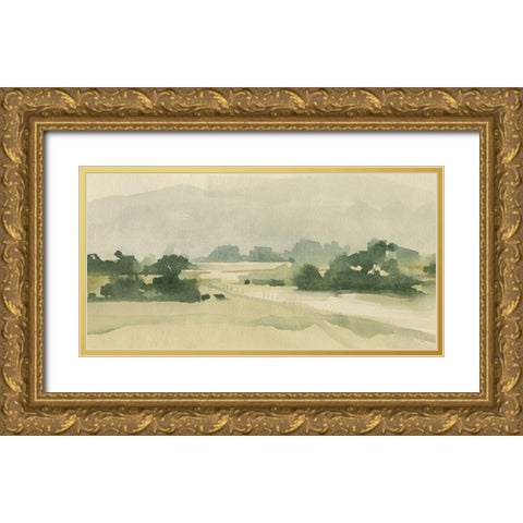 Watercolor Pasture II Gold Ornate Wood Framed Art Print with Double Matting by Caroline, Emma