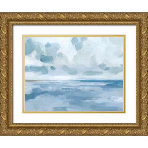 Calm Seascape I Gold Ornate Wood Framed Art Print with Double Matting by Barnes, Victoria