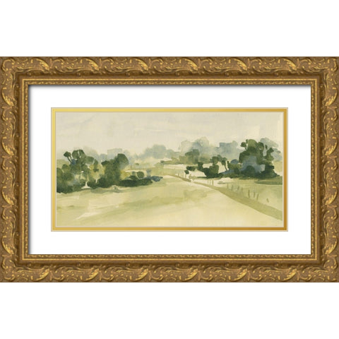 Verdant Pasture I Gold Ornate Wood Framed Art Print with Double Matting by Caroline, Emma