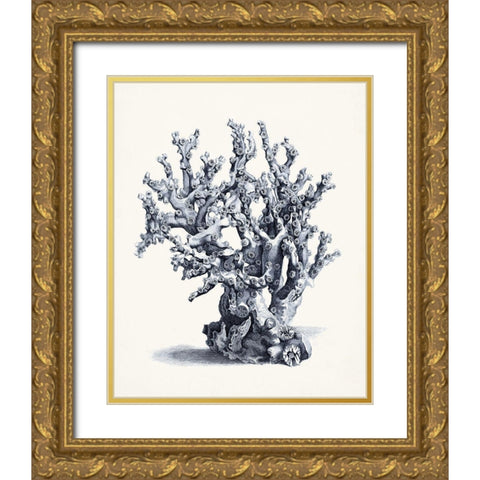 Blue Antique Coral II Gold Ornate Wood Framed Art Print with Double Matting by Vision Studio