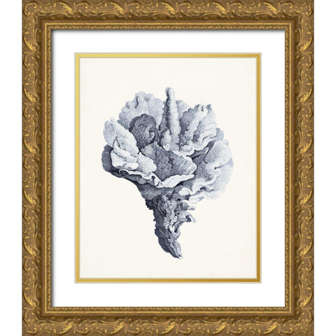 Blue Antique Coral III Gold Ornate Wood Framed Art Print with Double Matting by Vision Studio