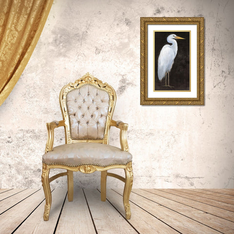 White Heron Portrait I Gold Ornate Wood Framed Art Print with Double Matting by OToole, Tim