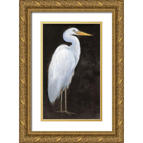 White Heron Portrait I Gold Ornate Wood Framed Art Print with Double Matting by OToole, Tim