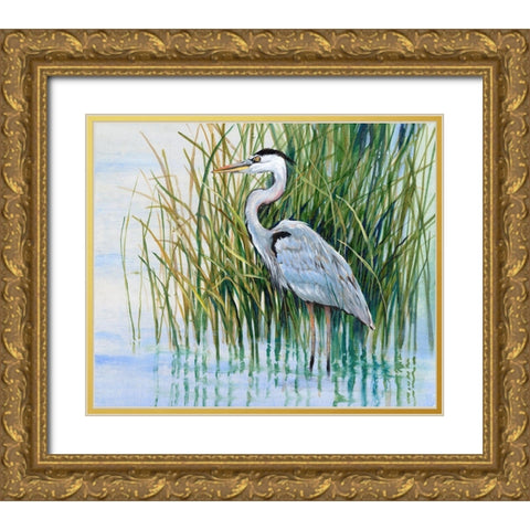 Heron in the Marsh II Gold Ornate Wood Framed Art Print with Double Matting by OToole, Tim