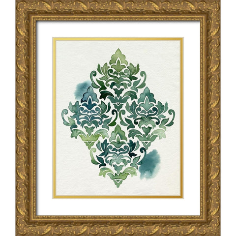 Algae and Azule Motif I Gold Ornate Wood Framed Art Print with Double Matting by Popp, Grace