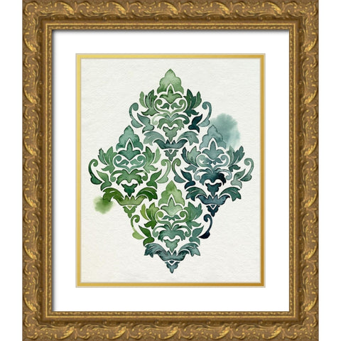 Algae and Azule Motif II Gold Ornate Wood Framed Art Print with Double Matting by Popp, Grace