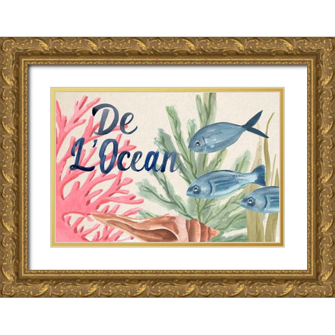 Pastel Mer IV Gold Ornate Wood Framed Art Print with Double Matting by Warren, Annie