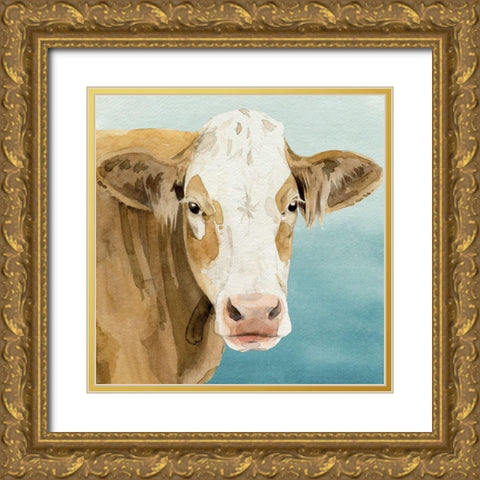 Hereford Stare I Gold Ornate Wood Framed Art Print with Double Matting by Popp, Grace