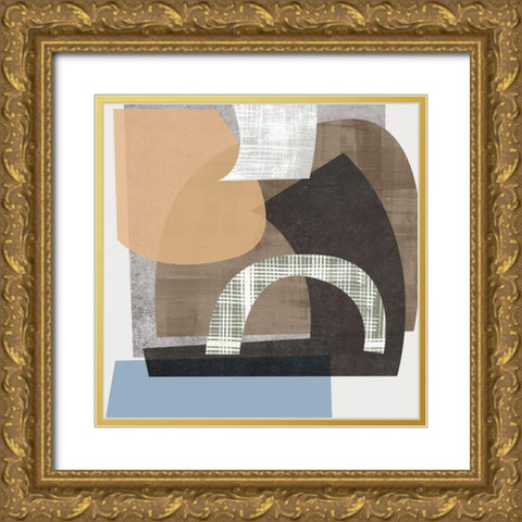 Scribble Fabrics II Gold Ornate Wood Framed Art Print with Double Matting by Wang, Melissa